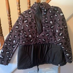 Lane Bryant Active Animal Print Sherpa Pullover Jacket